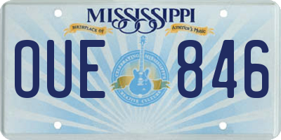 MS license plate OUE846
