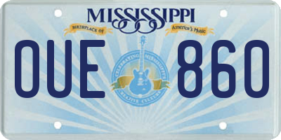 MS license plate OUE860