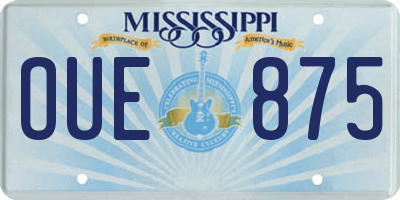 MS license plate OUE875