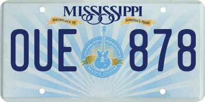 MS license plate OUE878