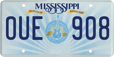 MS license plate OUE908