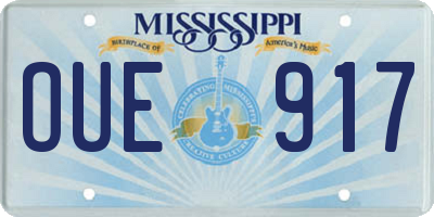 MS license plate OUE917