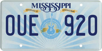 MS license plate OUE920