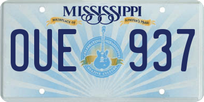 MS license plate OUE937