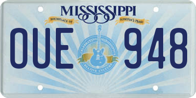 MS license plate OUE948