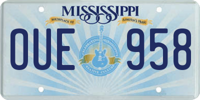 MS license plate OUE958