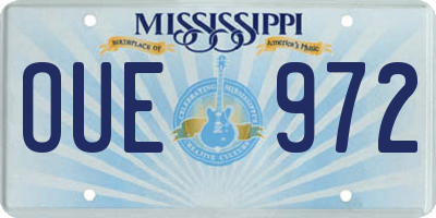 MS license plate OUE972