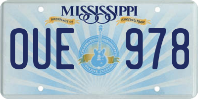 MS license plate OUE978