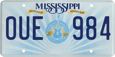 MS license plate OUE984