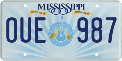 MS license plate OUE987