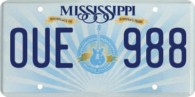 MS license plate OUE988