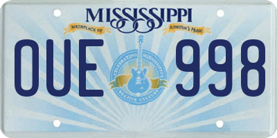 MS license plate OUE998