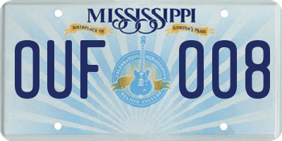 MS license plate OUF008