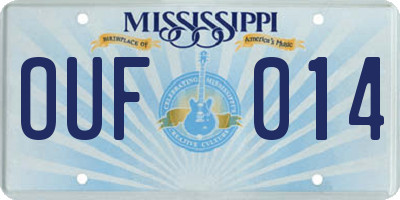 MS license plate OUF014