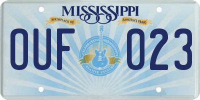 MS license plate OUF023
