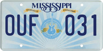 MS license plate OUF031