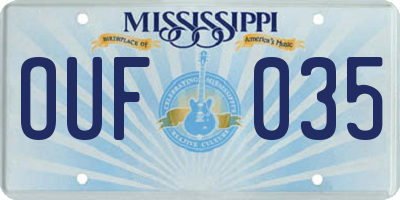 MS license plate OUF035