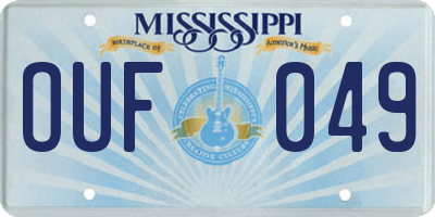 MS license plate OUF049