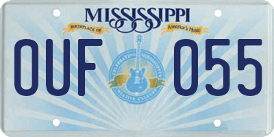 MS license plate OUF055