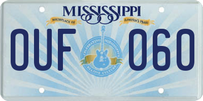 MS license plate OUF060