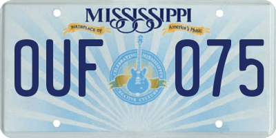 MS license plate OUF075