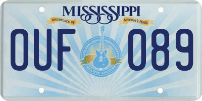 MS license plate OUF089