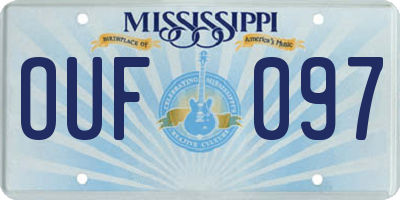 MS license plate OUF097