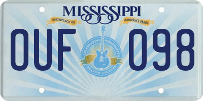 MS license plate OUF098