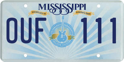 MS license plate OUF111