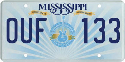 MS license plate OUF133