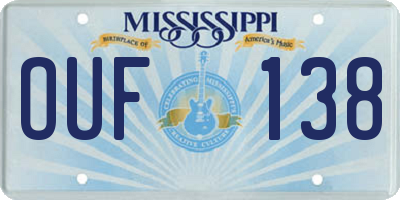 MS license plate OUF138