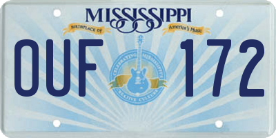 MS license plate OUF172