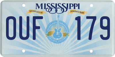 MS license plate OUF179