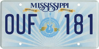MS license plate OUF181