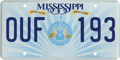 MS license plate OUF193