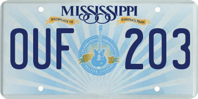 MS license plate OUF203