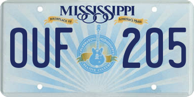 MS license plate OUF205