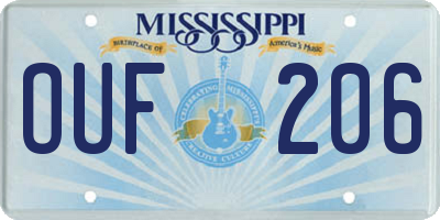 MS license plate OUF206