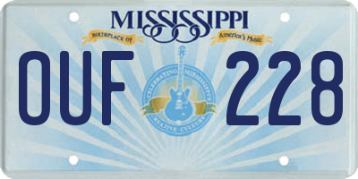MS license plate OUF228