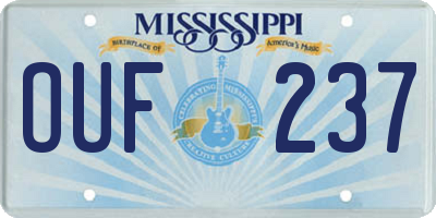 MS license plate OUF237