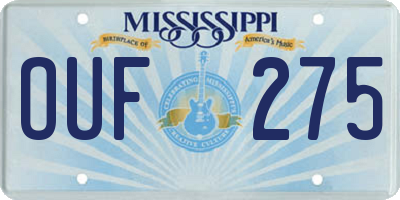 MS license plate OUF275
