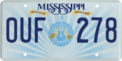 MS license plate OUF278