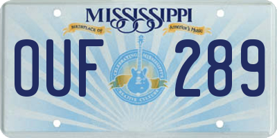 MS license plate OUF289