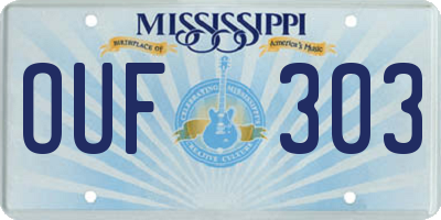 MS license plate OUF303