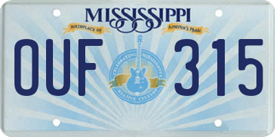 MS license plate OUF315