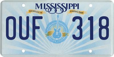 MS license plate OUF318