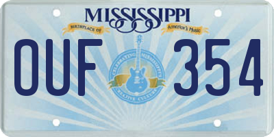 MS license plate OUF354