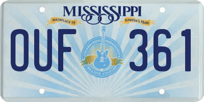 MS license plate OUF361