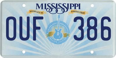 MS license plate OUF386