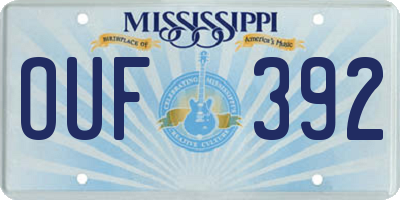 MS license plate OUF392